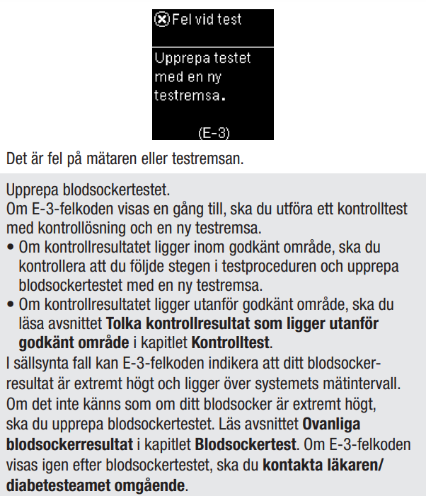 Accu-Chek Guide felkod E-3
