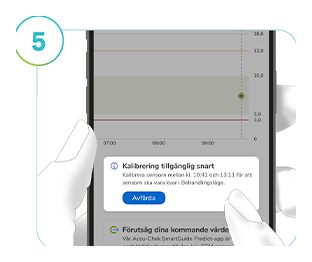 Skärmdump av SmartGuide-appens meddelande Kalibrering snart tillgänglig.