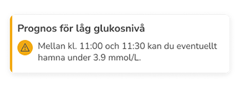 Varning om Prognos för låg glukosnivå i Accu-Chek SmartGuide Predict-appen