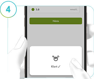 Skärmdump av skärmen Kalibrering lyckades i mySugr glukosinsikter.