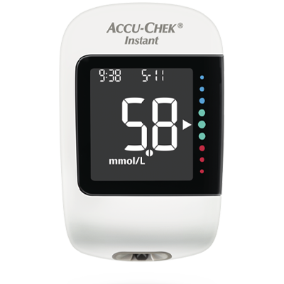Bild som visar Accu-Chek Instant-blodsockermätare, avsedd för personer med diabetes