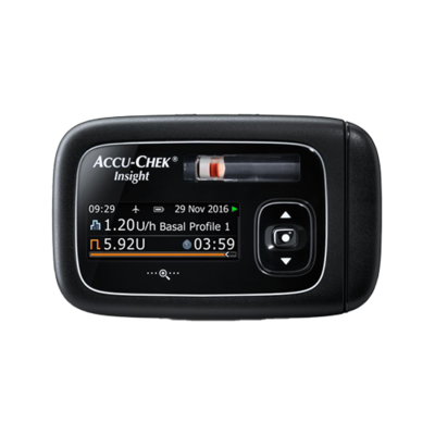 Bilden visar Accu-Chek Insight insulinpump, avsedd för personer med diabetes