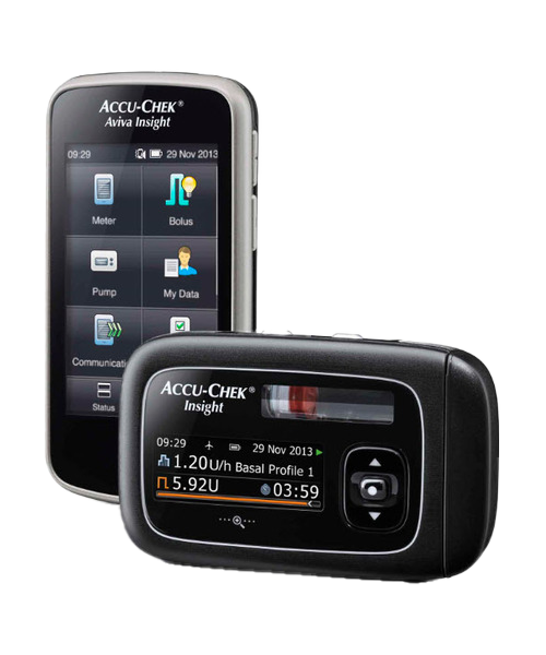 Bilden visar Accu-Chek Insight insulinpump, avsedd för personer med diabetes