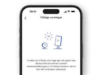 Skärmdump av Accu-Chek SmartGuide-appen som visar beskrivning av viktiga varningar.