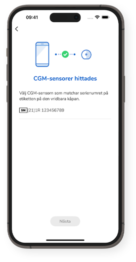Välj din CGM-sensor som matchar serienumret på undersidan av den vridbara kåpan.