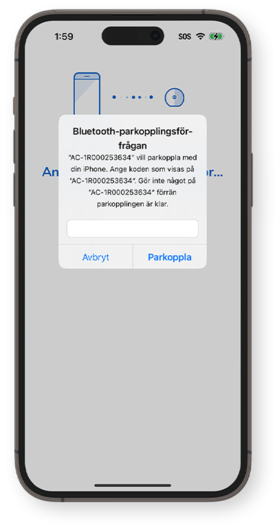 Skärm som visar begäran av Bluetooth-parkoppling med din smarttelefon.