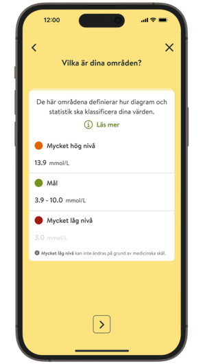 Skärmdump av mySugr-appens inställningssida för måttenheter.